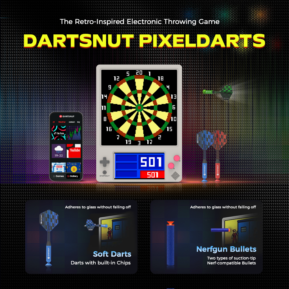 Pixeldarts Retro Electronic Throwing Game - with Pixel Display & Smart Scoring