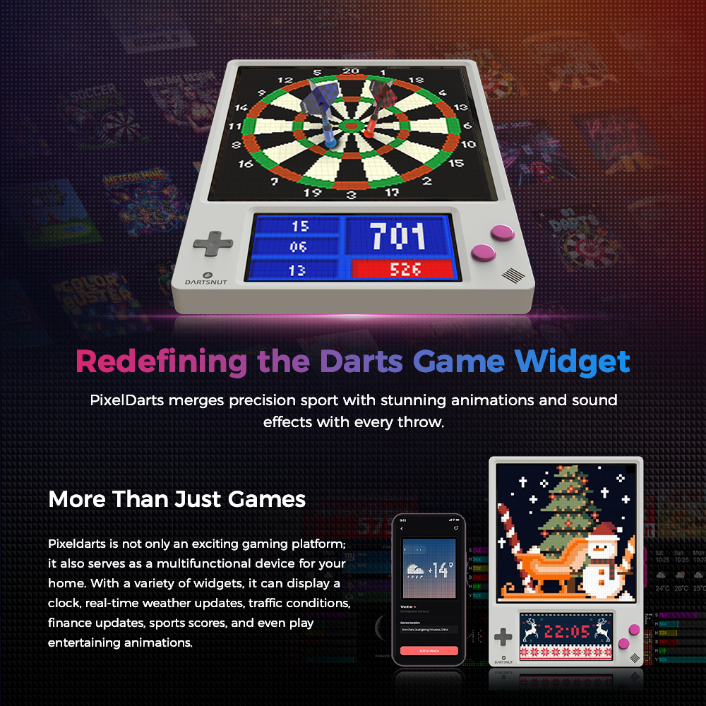 Pixeldarts Retro Electronic Throwing Game - with Pixel Display & Smart Scoring